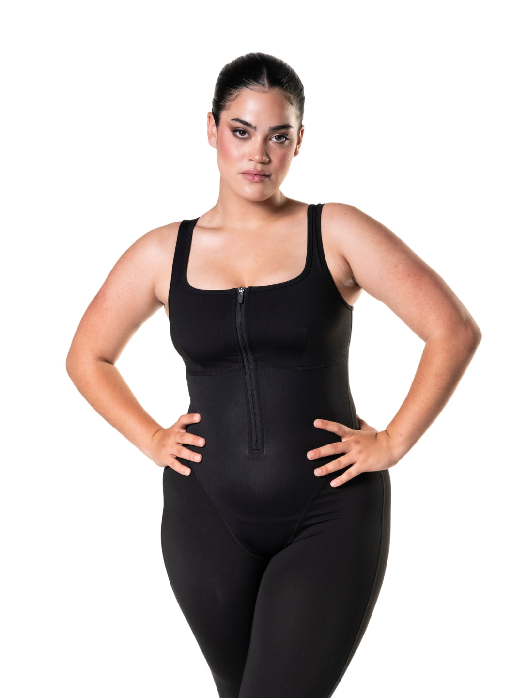 Combinaison moulante de sport sans manches HeyShape avec fermeture éclair avant