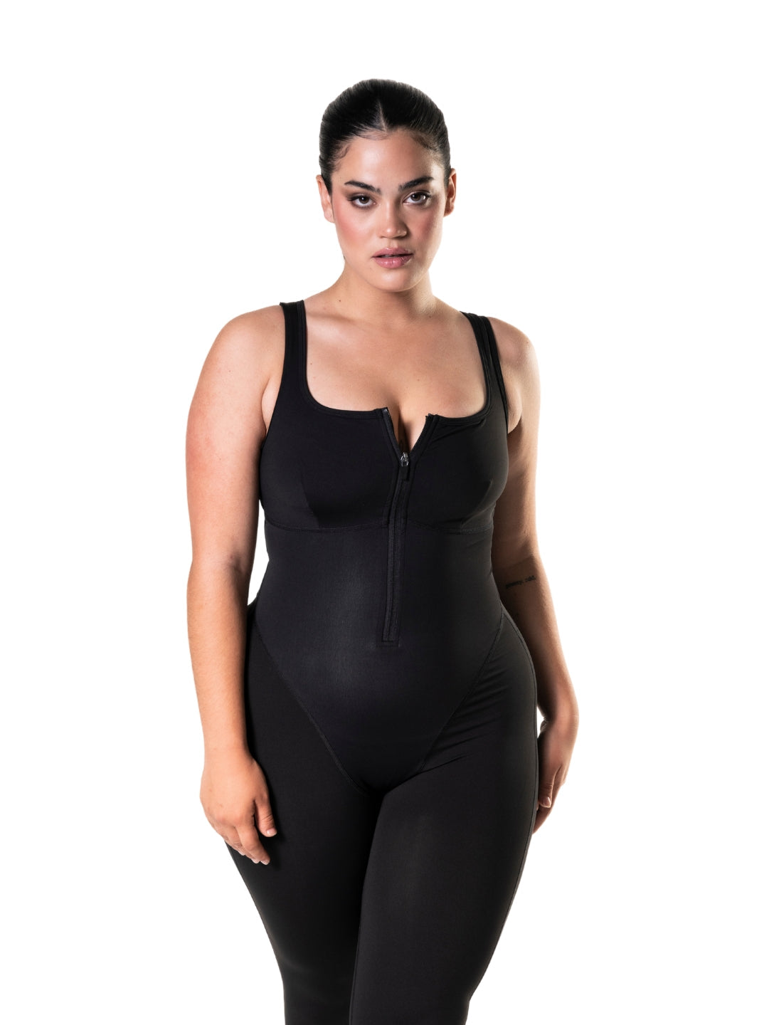 Combinaison moulante de sport sans manches HeyShape avec fermeture éclair avant