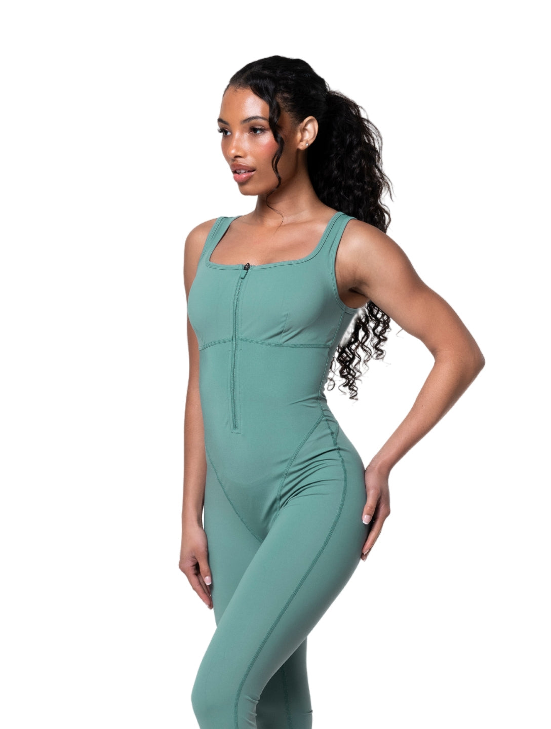 Combinaison moulante de sport sans manches HeyShape avec fermeture éclair avant