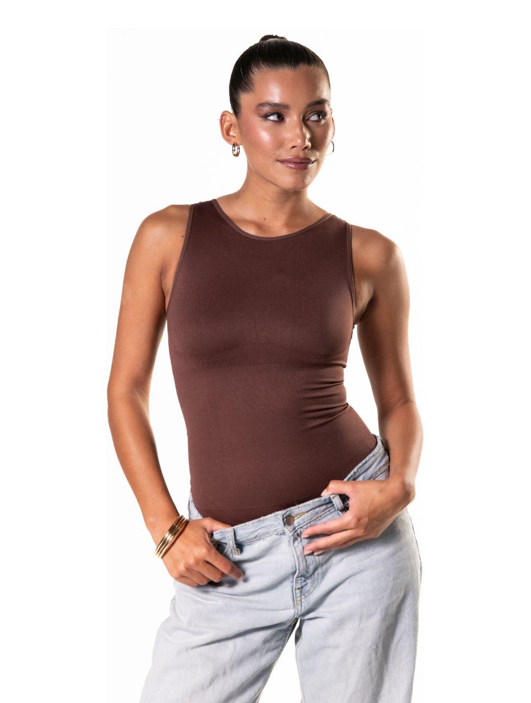Body gainant à col rond en tanga pour un contrôle optimal et un style élégant
