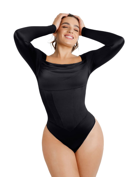 Body Satin Élégant Encolure Cascade: Confort, Soutien et Silhouette Améliorée